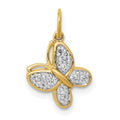 14k Diamond Butterfly Charm, 0.04 ct, 11.75 x 10.4 mm