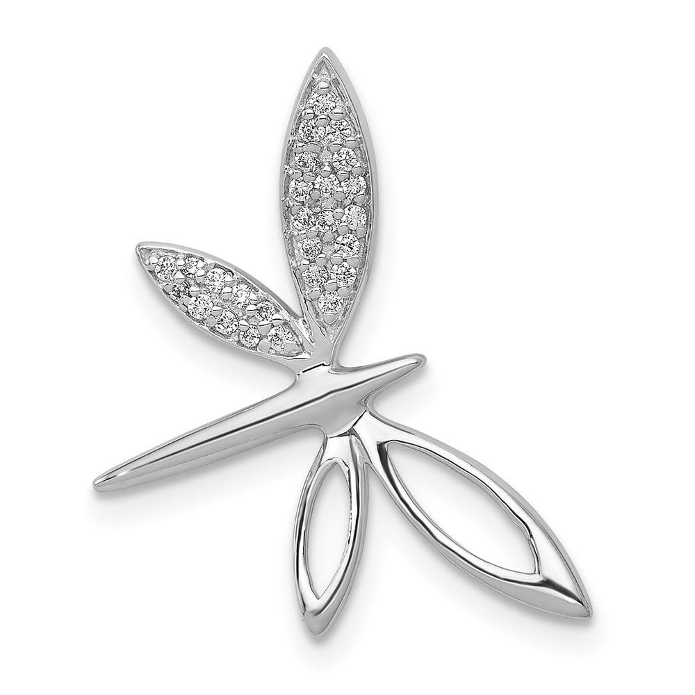 14k White Gold Diamond Dragonfly Chain Slide, 0.1 ct