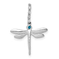 14k White Gold Blue and White Diamond Dragonfly Pendant, 0.062 ct