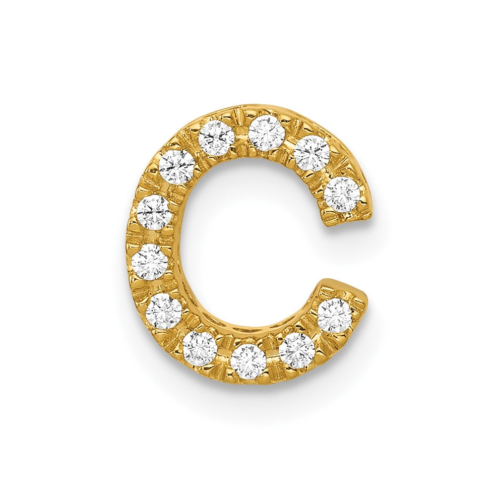 14K  Diamond Letter C Initial Charm, 0.12 ct, 10.09 x 8.51 mm