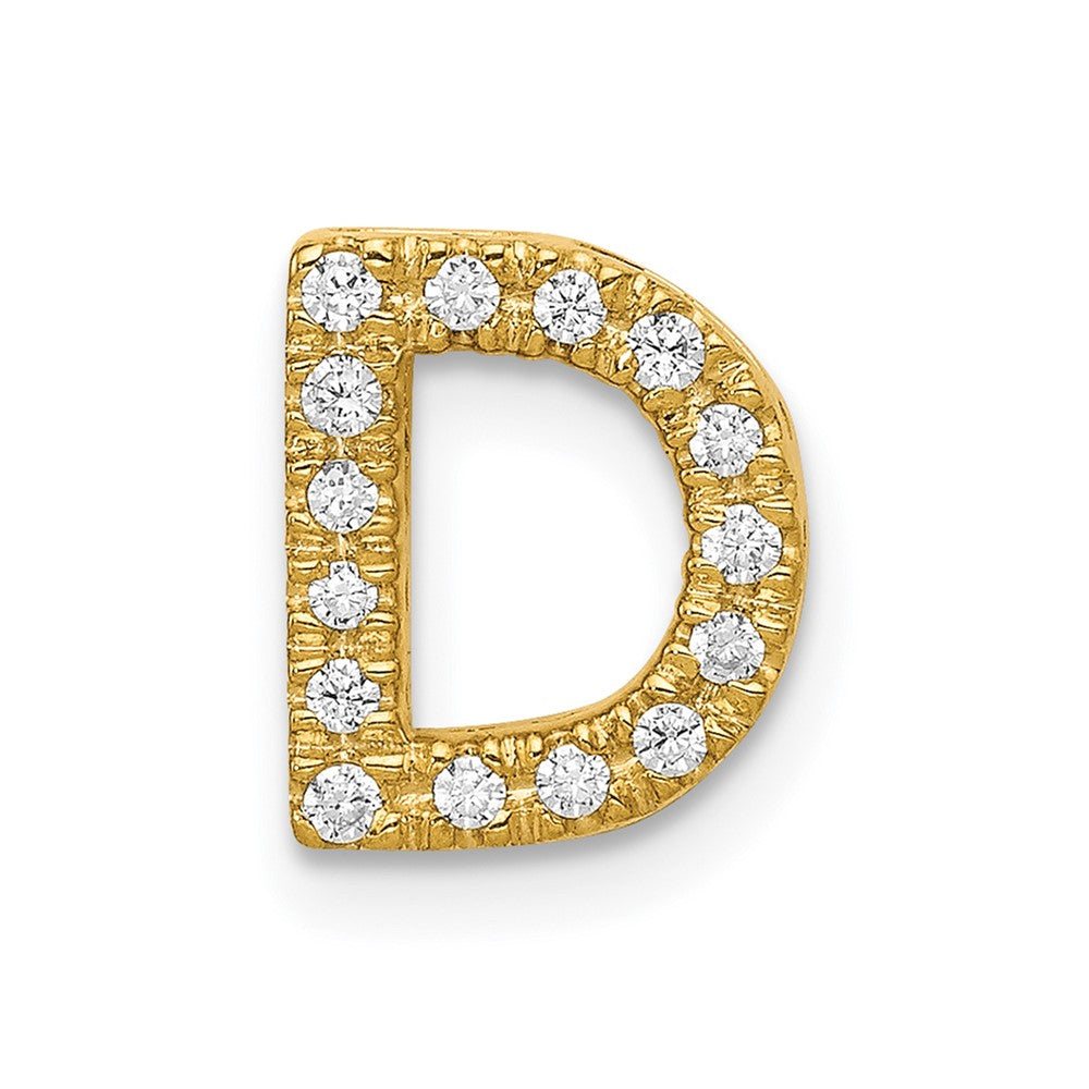 14K  Diamond Letter D Initial Charm, 0.15 ct, 10.12 x 8.61 mm