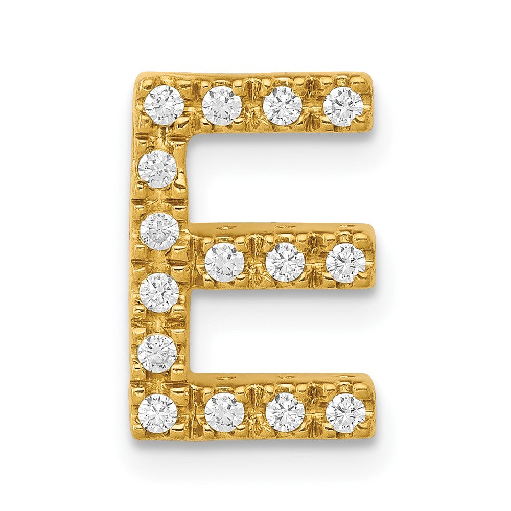 14K  Diamond Letter E Initial Charm, 0.15 ct, 11.76 x 7.54 mm