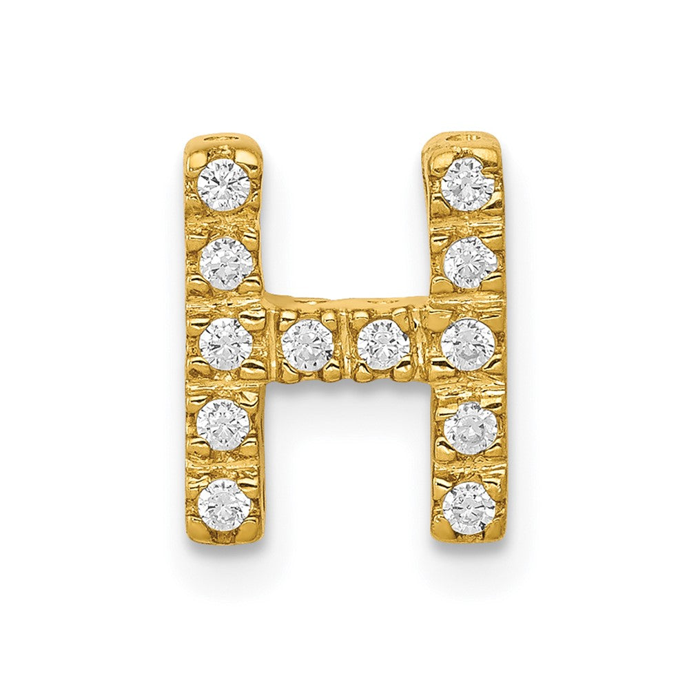 14K  Diamond Letter H Initial Charm, 0.12 ct, 10.71 x 8.26 mm
