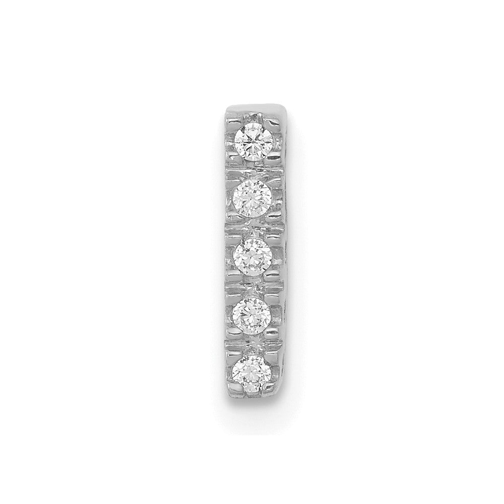 14K  White Gold Diamond Letter I Initial Charm, 0.05 ct, 10.54 x 2.7 mm