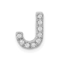 14K  White Gold Diamond Letter J Initial Charm, 0.09 ct, 10.47 x 8.21 mm