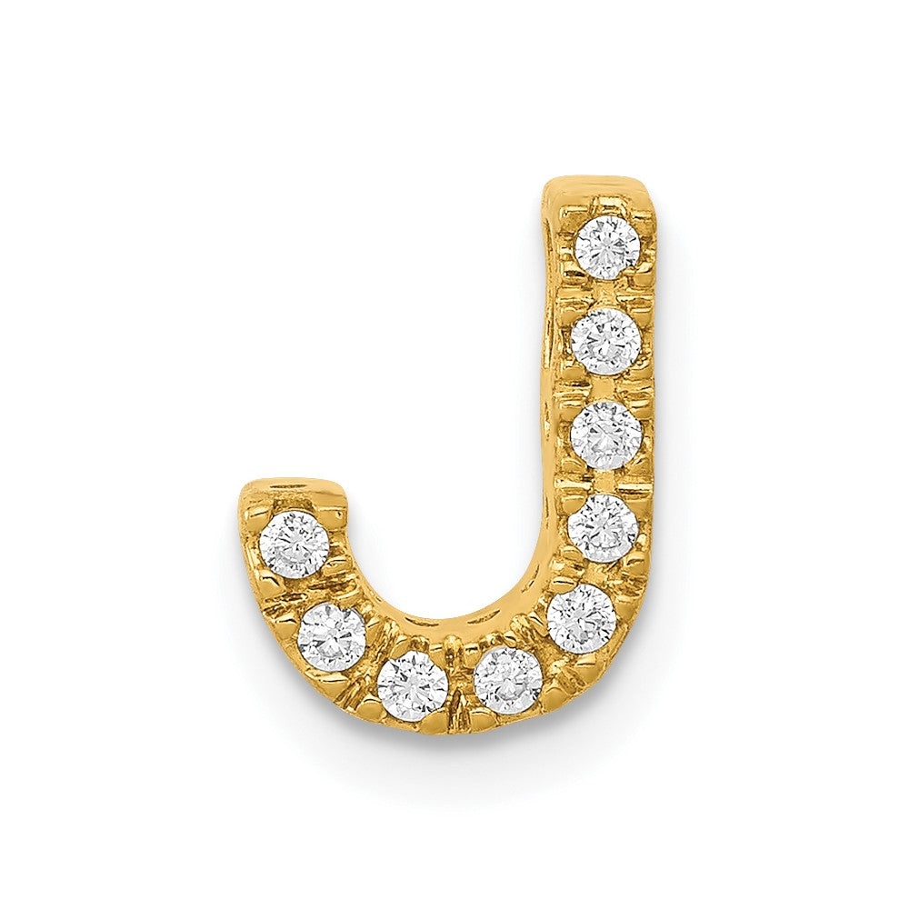 14K  Diamond Letter J Initial Charm, 0.09 ct, 10.47 x 8.21 mm