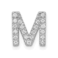 14K  White Gold Diamond Letter M Initial Charm, 0.168 ct, 10.84 x 10.46 mm