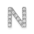 14K  White Gold Diamond Letter N Initial Charm, 0.14 ct, 10.68 x 9.75 mm