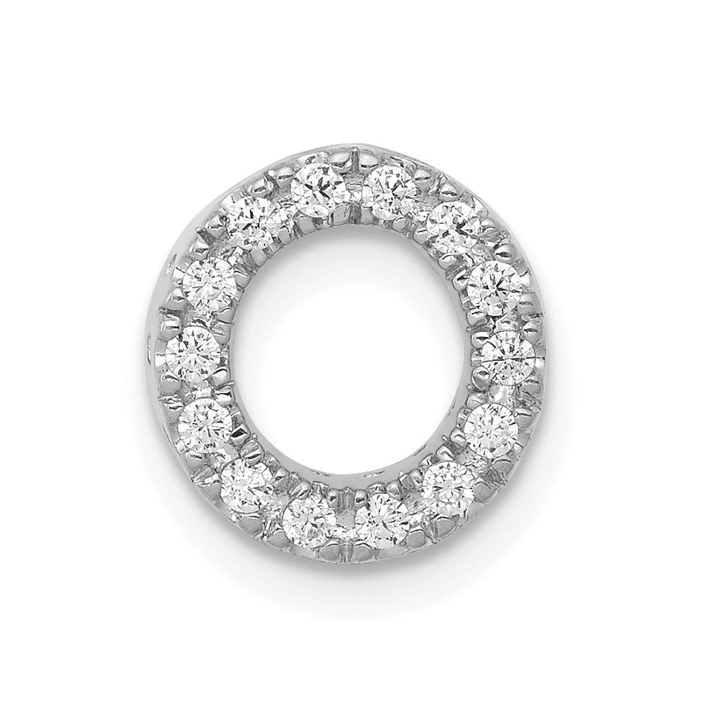 14K  White Gold Diamond Letter O Initial Charm, 0.14 ct, 10.38 x 9.97 mm