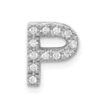 14K  White Gold Diamond Letter P Initial Charm, 0.12 ct, 10.72 x 8.64 mm