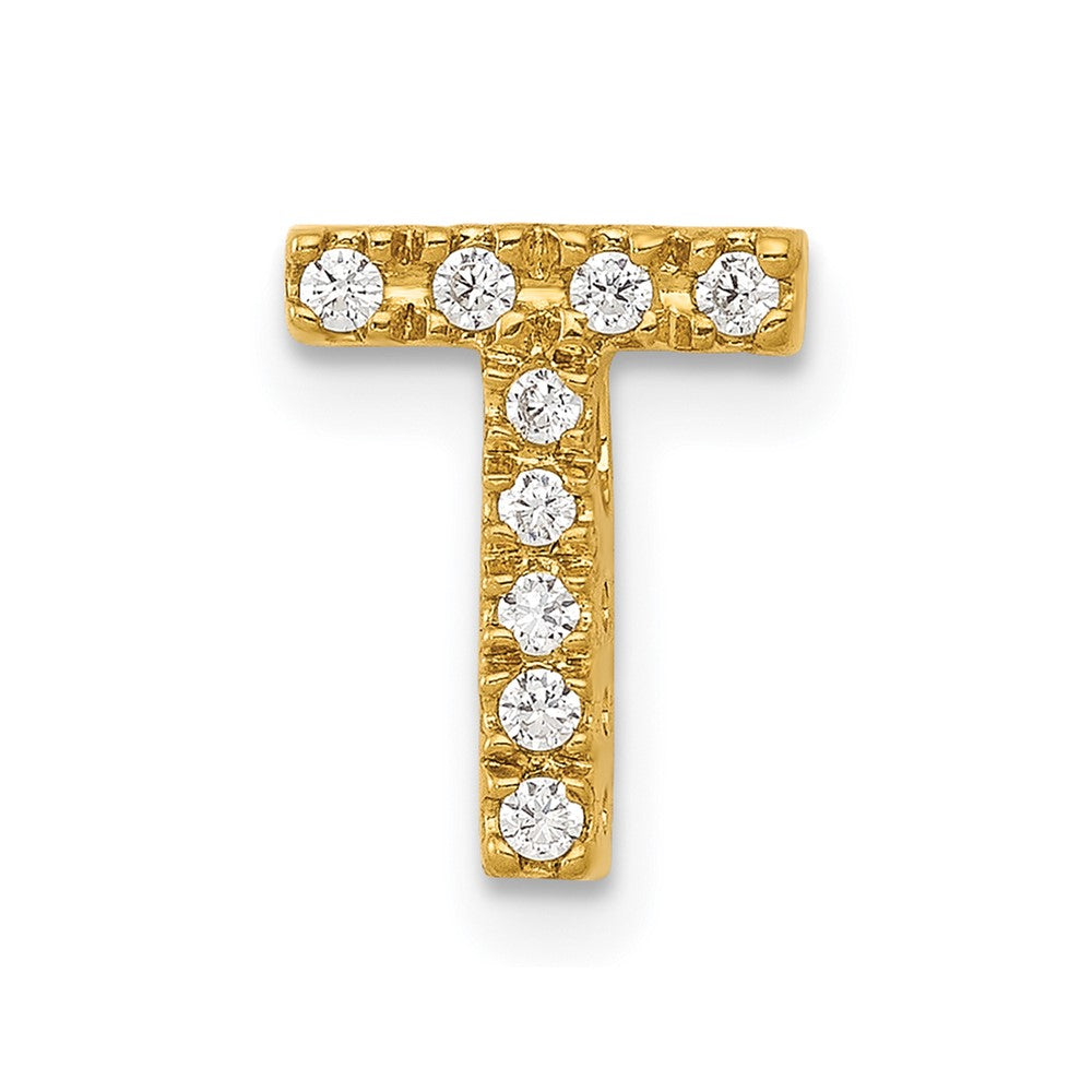 14K  Diamond Letter T Initial Charm, 0.09 ct, 10.78 x 8.49 mm