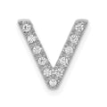 14K  White Gold Diamond Letter V Initial Charm, 0.116 ct, 10.61 x 9.92 mm