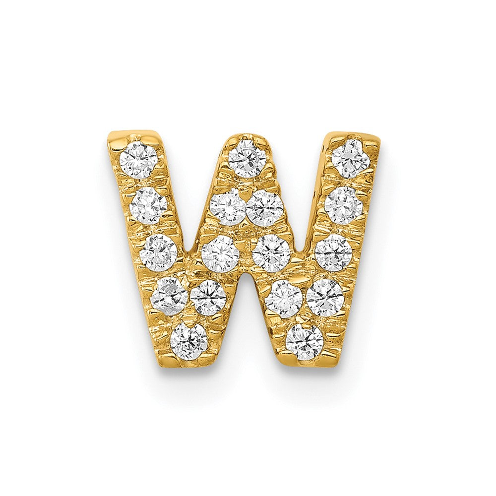 14K  Diamond Letter W Initial Charm, 0.176 ct, 10.1 x 10.51 mm