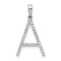 14K White Gold Diamond Letter A Initial Pendant, 0.09 ct, 19.1 x 11 mm