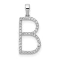 14K White Gold Diamond Letter B Initial Pendant, 0.114 ct, 18.96 x 9.03 mm