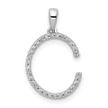 14K White Gold Diamond Letter C Initial Pendant, 0.087 ct, 18.46 x 11.93 mm