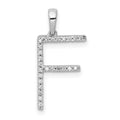 14K White Gold Diamond Letter F Initial Pendant, 0.075 ct, 19.58 x 15.65 mm