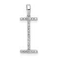 14K White Gold Diamond Letter I Initial Pendant, 0.088 ct, 19.54 x 7.39 mm