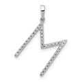 14K White Gold Diamond Letter M Initial Pendant, 0.105 ct, 23.35 x 15.63 mm