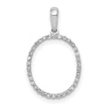 14K White Gold Diamond Letter O Initial Pendant, 0.102 ct, 18.92 x 12.23 mm