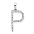 14K White Gold Diamond Letter P Initial Pendant, 0.108 ct, 19.67 x 9.15 mm