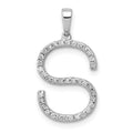 14K White Gold Diamond Letter S Initial Pendant, 0.148 ct, 20.35 x 11.12 mm
