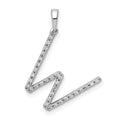 14K White Gold Diamond Letter W Initial Pendant, 0.128 ct, 22.21 x 17.67 mm