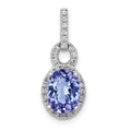 14k White Gold .95 Oval Tanzanite and Diamond Halo Pendant, 1.121 ct