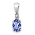 14k White Gold .75 Oval Tanzanite and Diamond Pendant, 0.78 ct