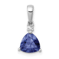 14k White Gold Trillion .90 Tanzanite and Diamond Pendant, 0.93 ct