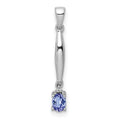 14k White Gold .20 Oval Tanzanite and Diamond Accent Pendant, 0.173 ct