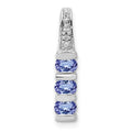 14k White Gold .60 Tanzanite and Diamond 3-Stone Slide Fits up to 2mm Regular/3mm Fancy or Reversible Omega, 0.652 ct