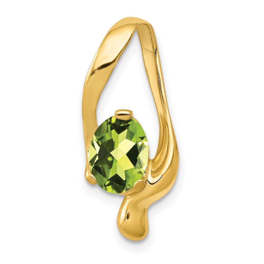 14k 8x6mm Oval Peridot Slide Fits up to 6mm Regular/8mm Fancy or Reversible Omega, 1.3 ct, 22.9 x 15.6 mm