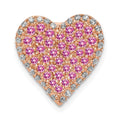 14k Rose Gold Diamond and Pave Pink Sapphire Vintage Heart Chain Slide, 1.34 ct, 15 x 15 mm