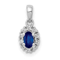 14k White Gold Diamond and .32 Sapphire Oval Halo Pendant, 0.42 ct