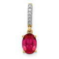 14k Diamond and .91 Oval Ruby Pendant, 0.94 ct