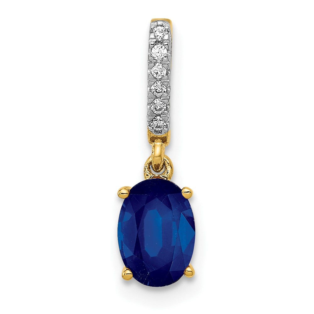 14k Diamond and 1.04 Oval Sapphire Pendant, 1.07 ct
