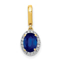 14k Diamond and Oval 1.05 Sapphire Halo Pendant, 1.14 ct
