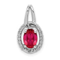 14k White Gold Diamond and .86 Oval Ruby Halo Pendant, 0.977 ct