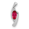 14k White Gold Diamond and .31 Oval Ruby Fancy Chain Slide, 0.32 ct, 15 x 5 mm