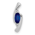 14k White Gold Diamond and .33 Oval Sapphire Chain Slide, 0.34 ct, 15 x 5 mm