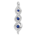 14k White Gold Diamond and .26 Sapphire Twisted 3-stone Chain Slide, 0.596 ct, 30.4 x 7.8 mm