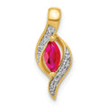 14k Diamond and .25 Marquise Ruby Chain Slide, 0.289 ct, 17.8 x 7.25 mm