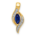 14k Diamond and .29 Marquise Sapphire Chain Slide, 0.329 ct, 17.8 x 7.25 mm