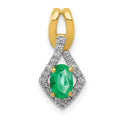 14k Diamond and Oval Emerald Fancy Pendant, 0.455 ct