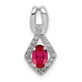 14k White Gold Diamond and .62 Oval Ruby Fancy Pendant, 0.715 ct