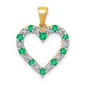 14k Diamond and Emerald Heart Pendant, 0.35 ct, 22.5 x 15.6 mm