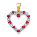 14k Diamond and Ruby Heart Pendant, 0.42 ct, 22.5 x 15.6 mm