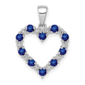 14k White Gold Diamond and Sapphire Heart Pendant, 0.44 ct, 22.5 x 15.6 mm