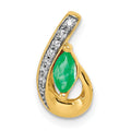 14k Diamond and Marquise Emerald Teardrop Chain Slide, 0.276 ct